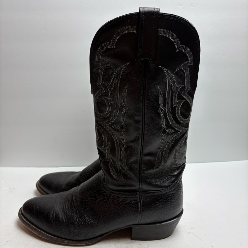 Nocona Black Western Cowboy Boots Stitching Leather Mens size 12 D